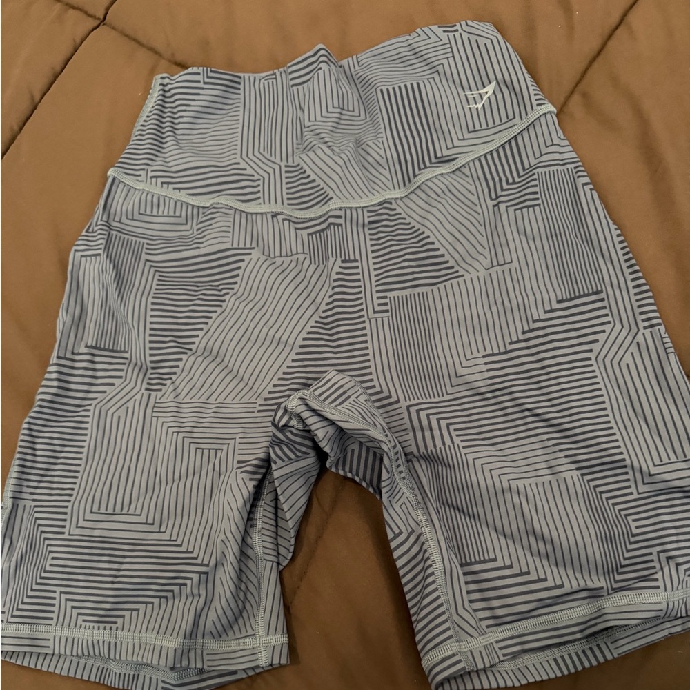 Gymshark Blue and White Geometric Shorts